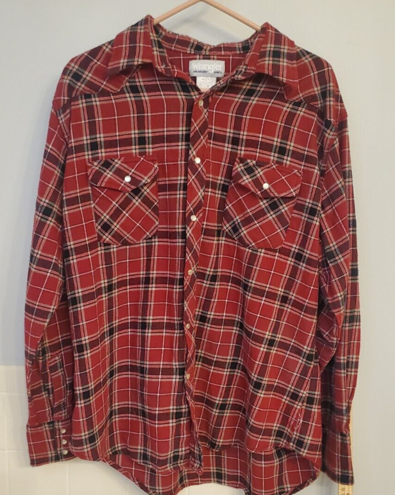 Vintage Wrangler Western Pearl Snap Red Plaid Men's Size XL