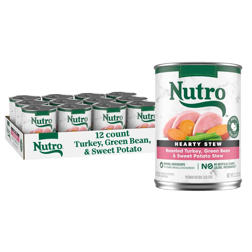 Nutro Hearty Stew Cuts in Gravy Adult Wet Dog 12 Count (Pack of 1), Turkey