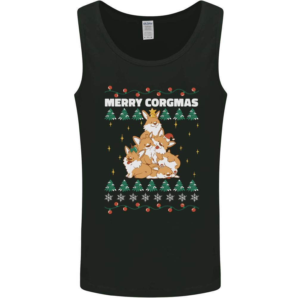 Christmas Corgi Dog Tree Xmas Mens Vest Tank Top