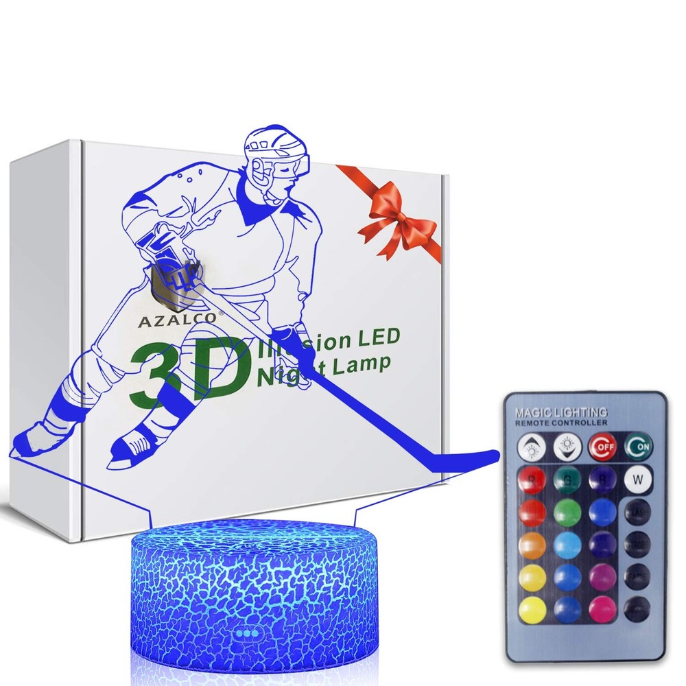 Teenager Christmas Xmas 3D Illusion Hockey Night Light Lamp 16 Color Changing...