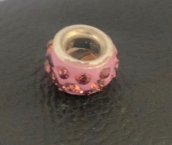 Mothers Day Pink Purple Crystal Pandora Style Spacer Bead Charm-image