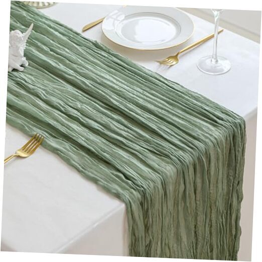 Cheesecloth Table Runner 10ft Boho Rustic Gauze Cheese 1 Pcs-10 FT Sage Green