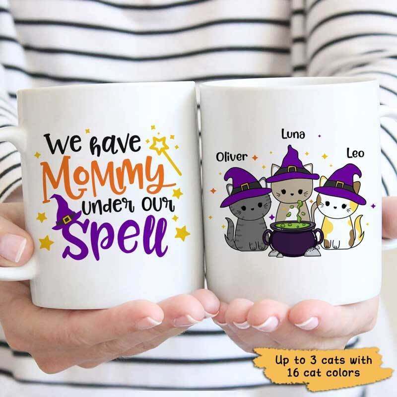 I Have Mommy Under My Spell Personalized Cat Mom Coffee Mug Funny Mug