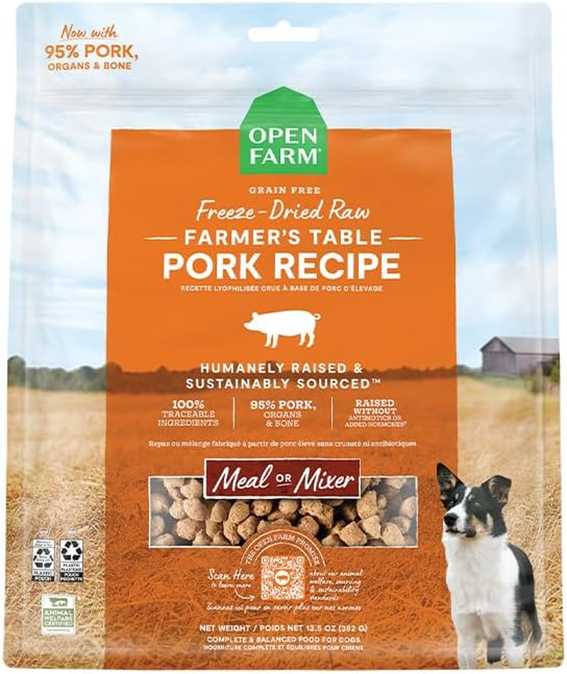 Freeze Dried Raw Dog Food, Morsels with 95% Meat, Organs & Bone, Organic Produce