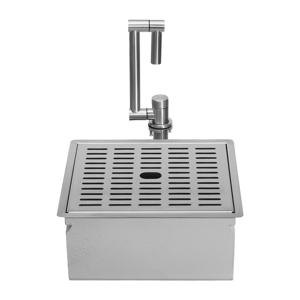 Stainless Steel Square Hidden Kitchen Sink with Drain and Folding Faucet
