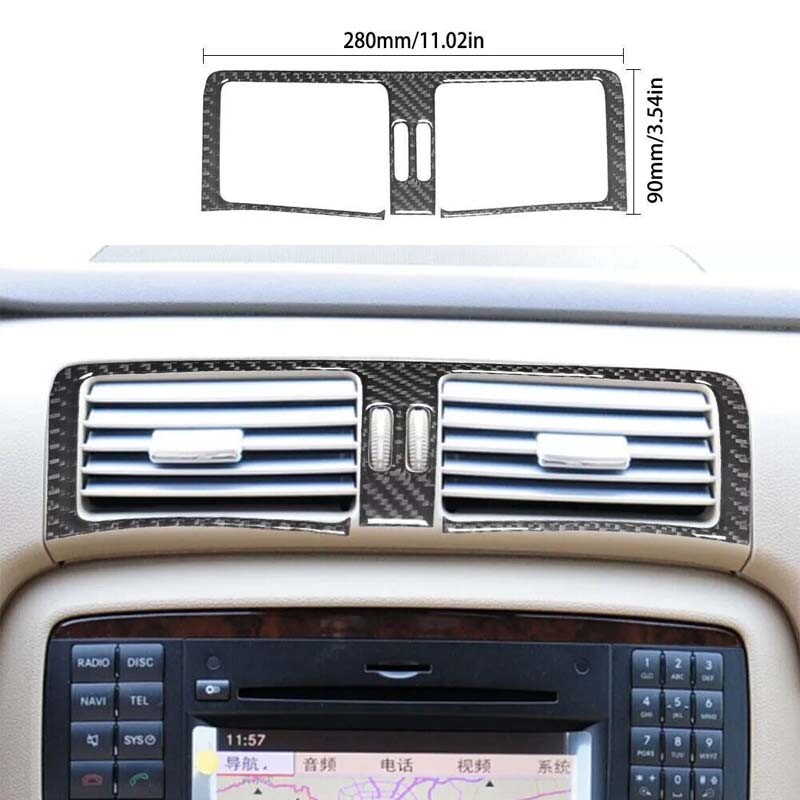 Carbon Fiber Decor Cover Center Air Vent Trim 2009-2012 For Mercedes R-Class