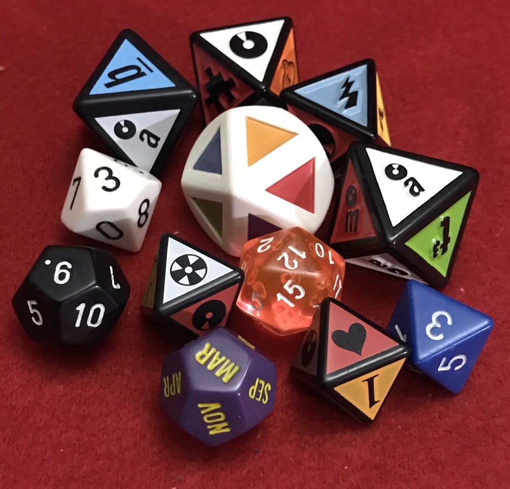 (12x) Multi-Sided Dice (8, 10, 12 & 20 Sided) D&D Magic RPG Role Playing Crafts