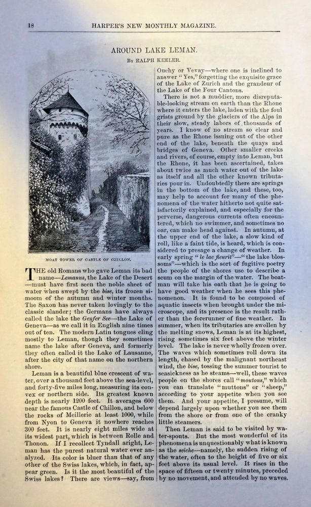 1873 Lake Leman Lake Geneva Castle of Chillon Villa Prince Napole Villa Grisl