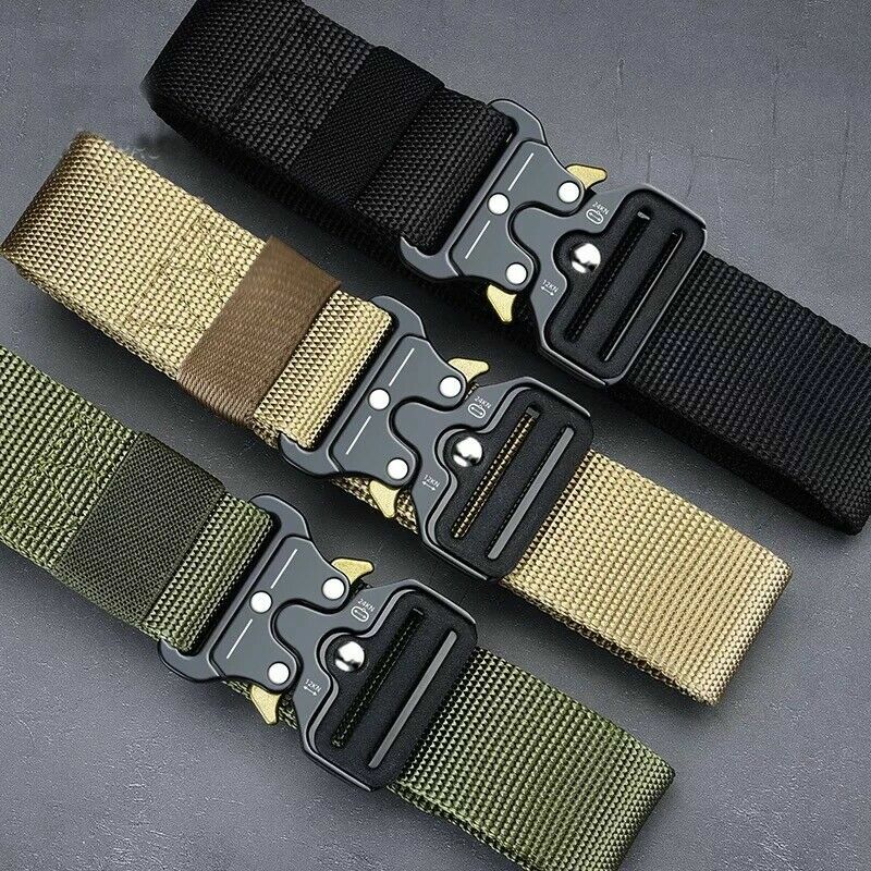 MEN Casual Military Belt Tactical Army Adjustable Police Quick Release Belts USA