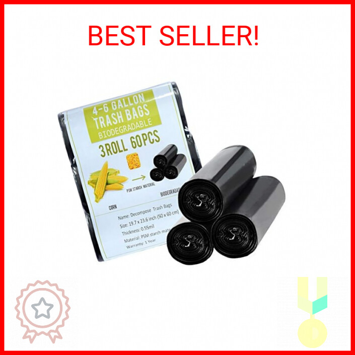 4 Gallon Trash Bags Black Biodegradable Small Garbage Bags 60 Cts Recycled Unsce
