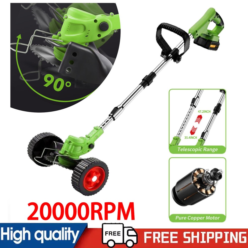 Cordless Lawn Mower Walk-Behind Push Lawn Mower Electric Lawn Mower+2x Batteries