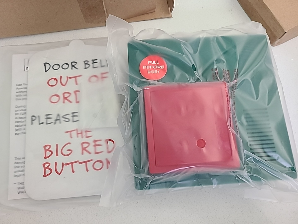 NEW! Christmas New Years Big Red Button Holiday Doorbell Sign Musical Wireless-image