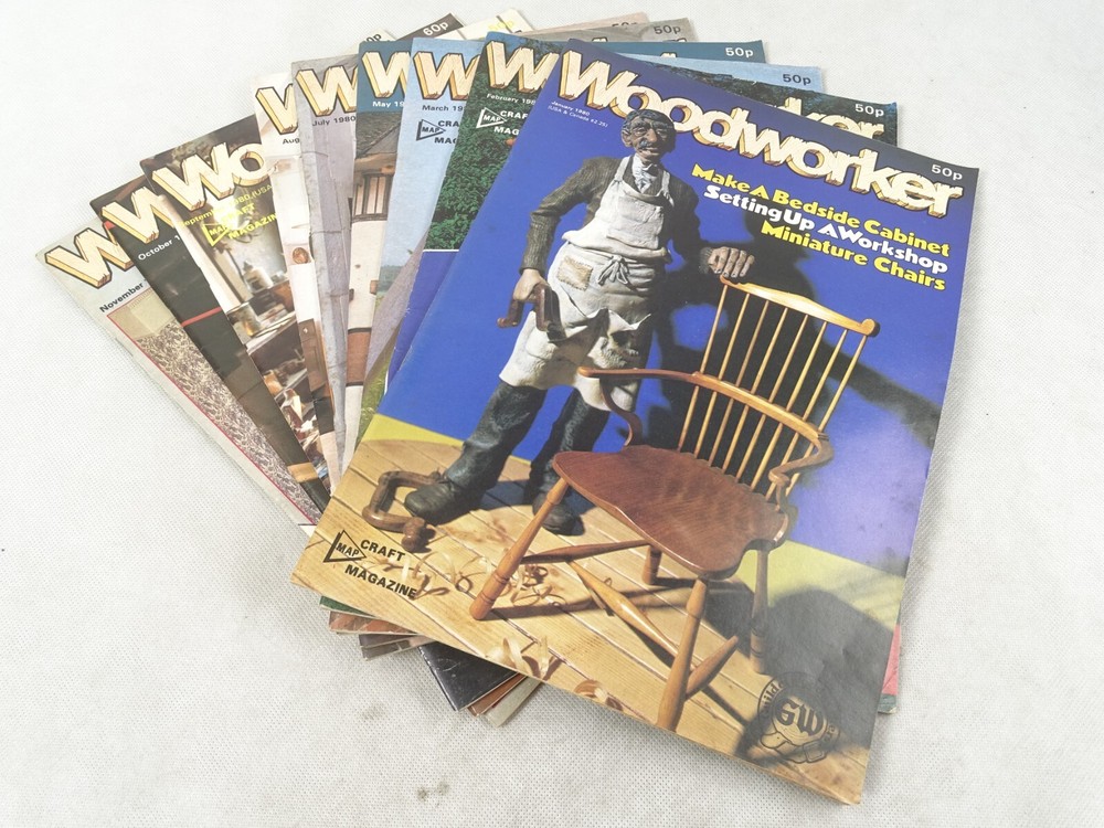 9 x Vintage Woodworker magazine. 1980.