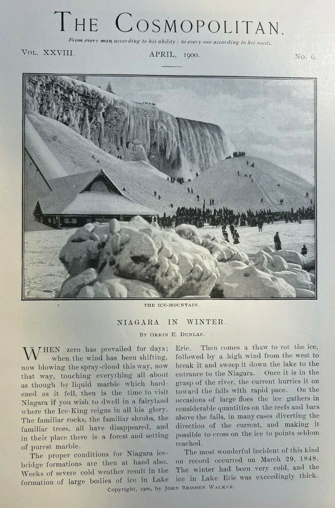 1900 Niagara Falls in Winter Cave of the Winds Gorge illustrated