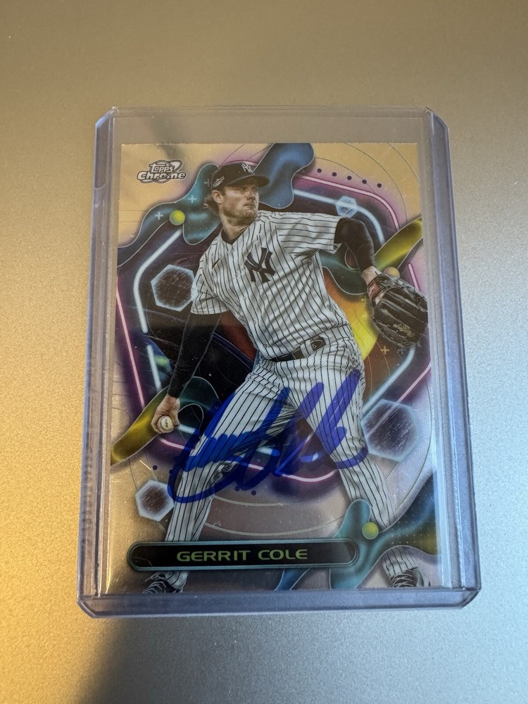 Gerrit Cole Autographed 2023 Topps Chrome Cosmic Baseball Card