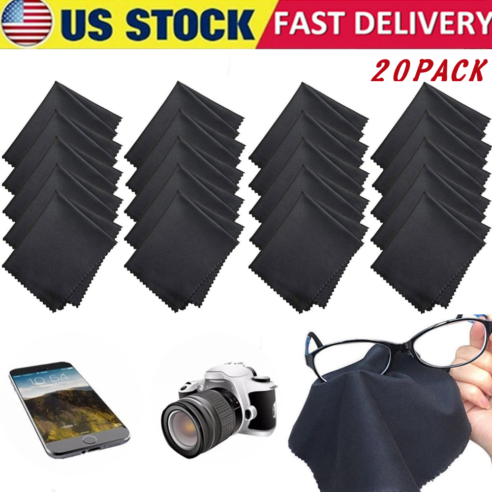 20Pcs Microfiber Cleaning Cloths for Glasses Sunglasses Phone Screens Lenses