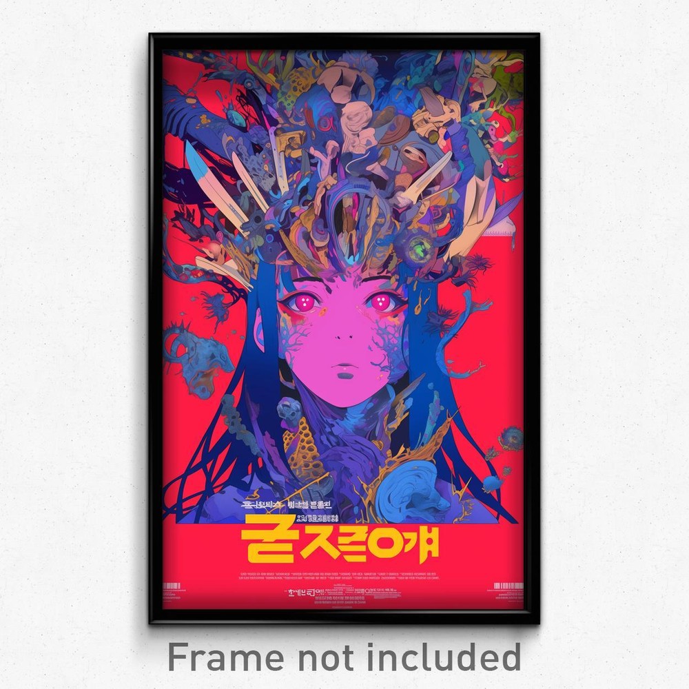 Korean Retro Film Art Poster - Digital Wire Frame Lagoon Movie Print