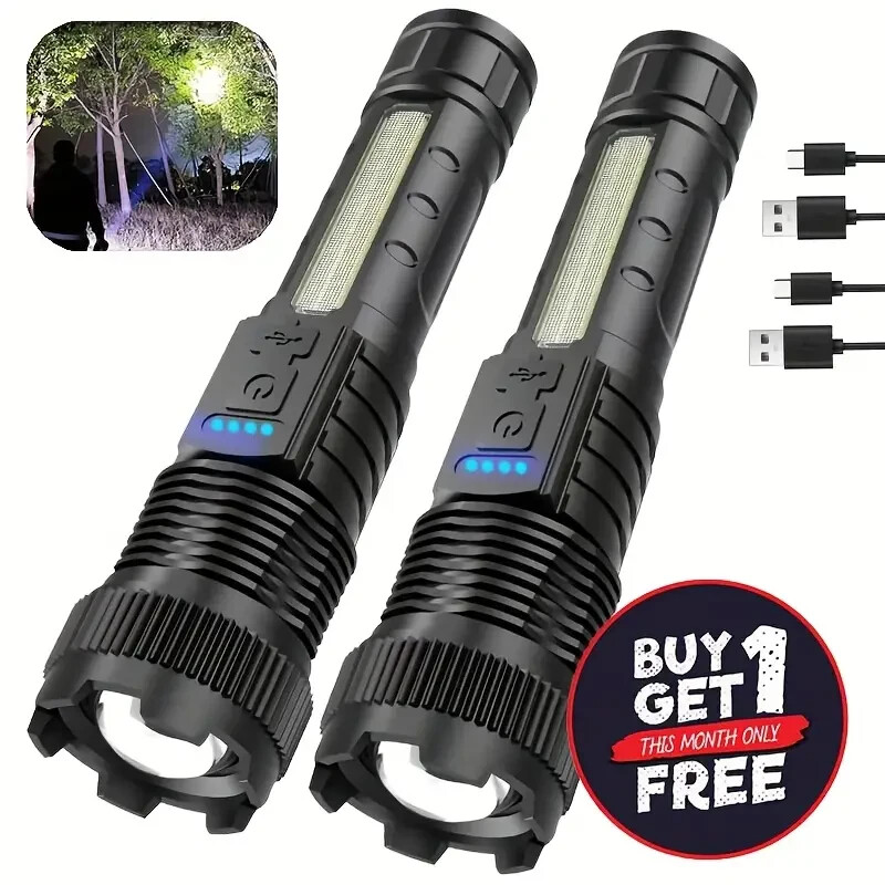 Buy 1 Get 1 Free: Rechargeable high-power flashlights with zoom