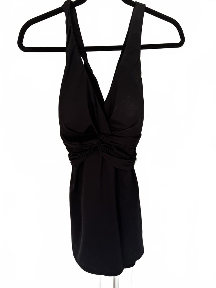 LANDS' END SWIMSUIT SWIM DRESS SIZE 12 Black Bra Pads Adjustable Wide Straps