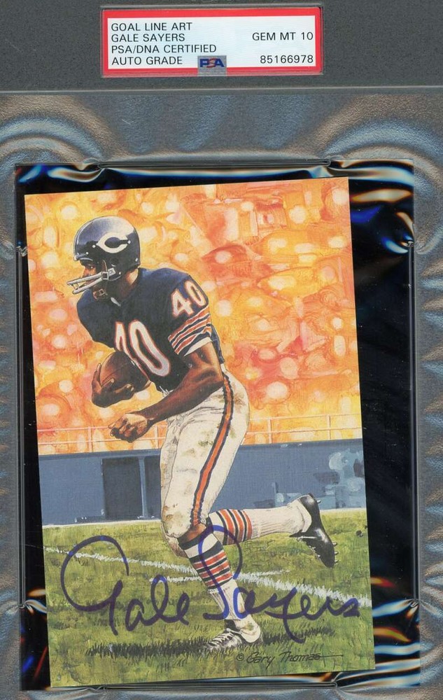 Gale Sayers Gem Mint 10 PSA DNA Signed Goal Line Art Card GLAC Autograph