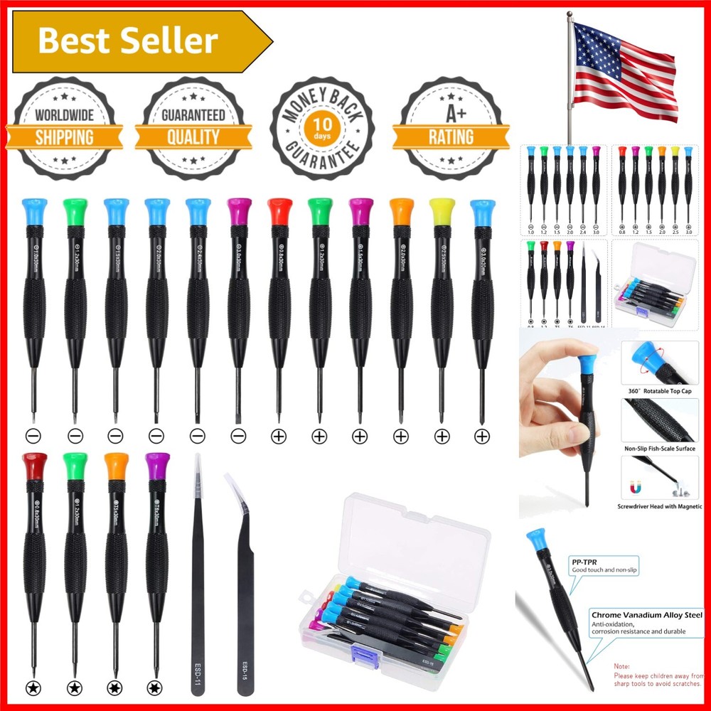 Durable 18-Piece Magnetic Screwdriver Set in Multicolor for Precision Repairs
