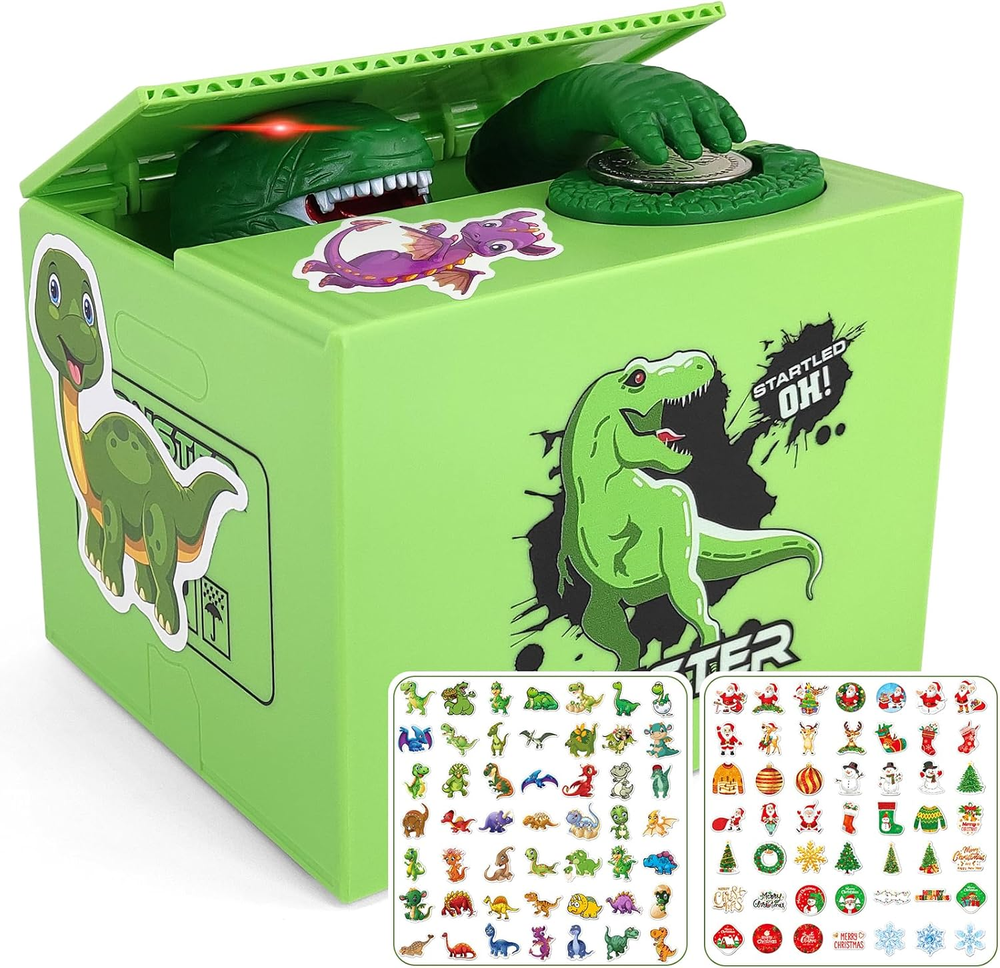 Piggy Bank for Kids, Fnny Money Coin Bank for Boys and Girls, Dinosaur Piggy Ban