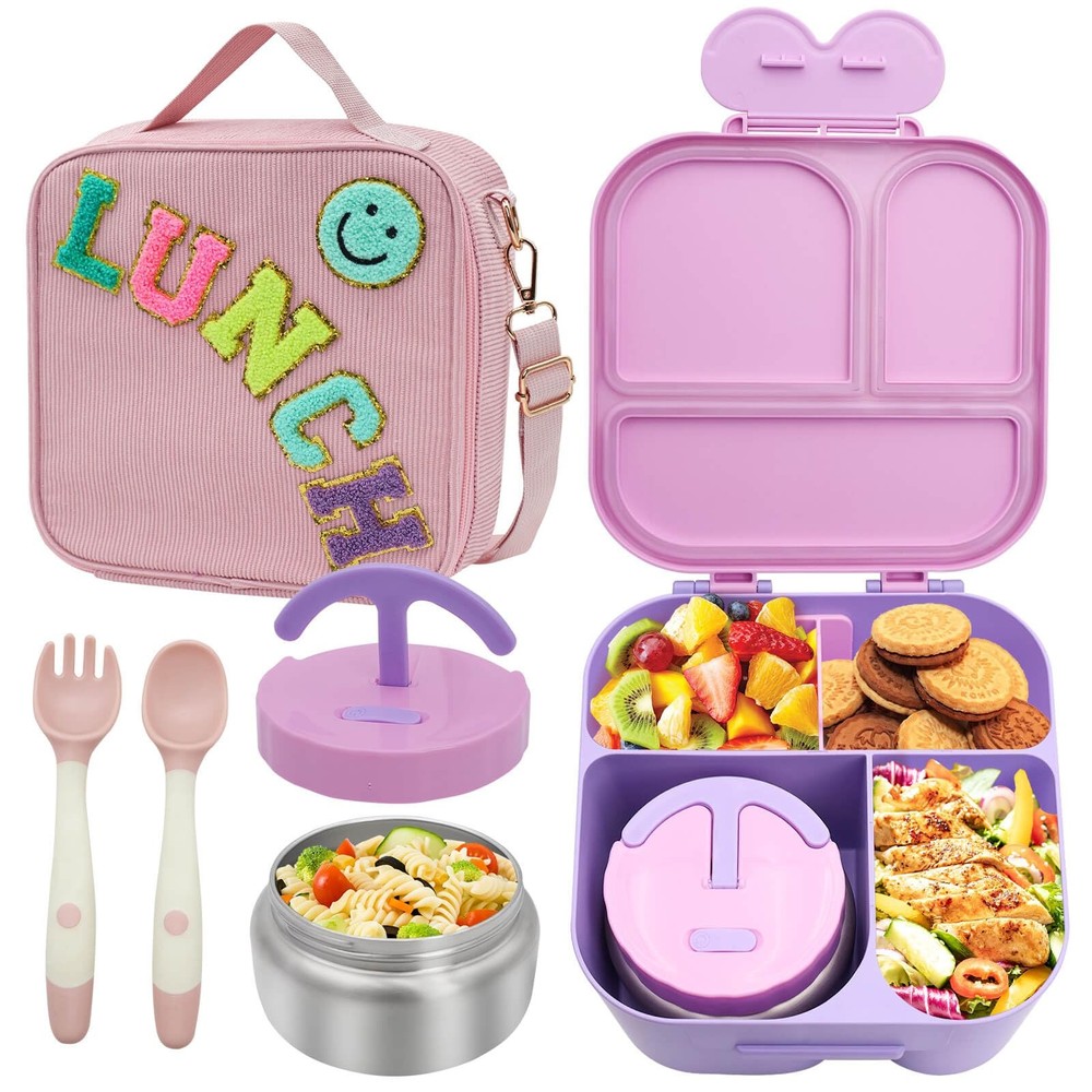 Leak-Proof 4-Compartment Bento Lunch Box for Girls