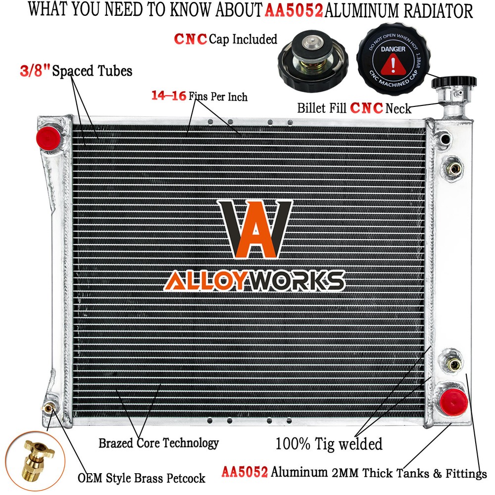 3 Row Radiator For 1988-93 Chevy GMC C/K C1500 2500 C3500/1992-95 K2500 Suburban