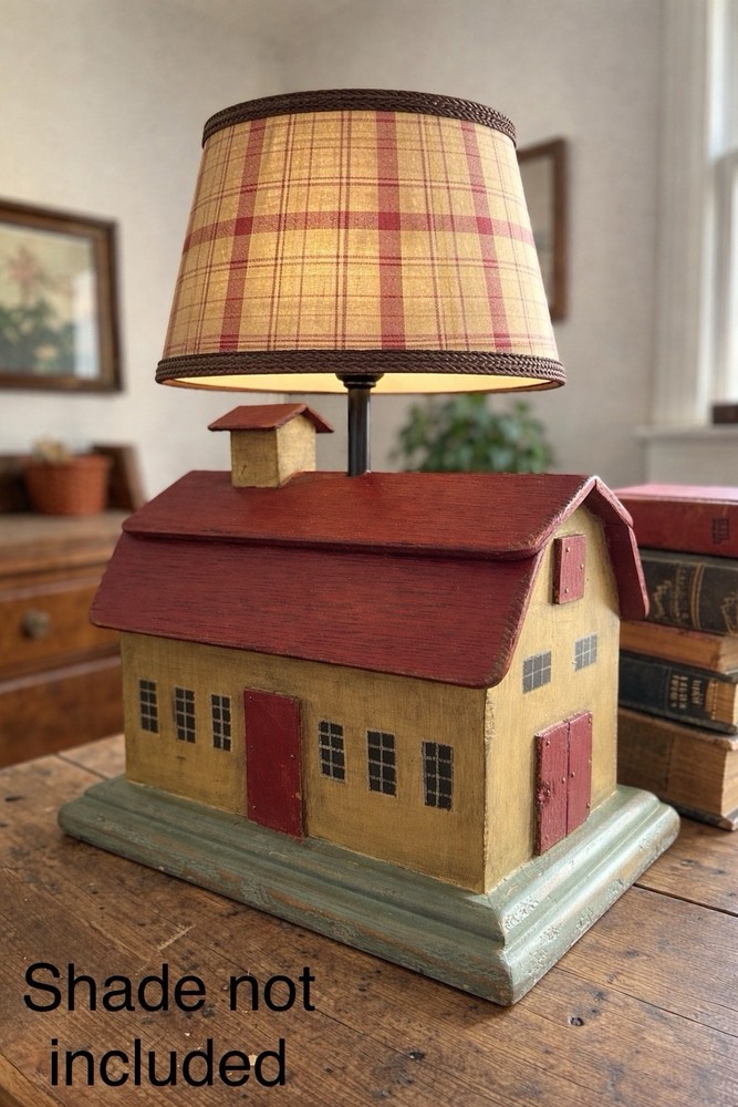 Farmhouse Lighted House Primitive House Americana Lamp (B)