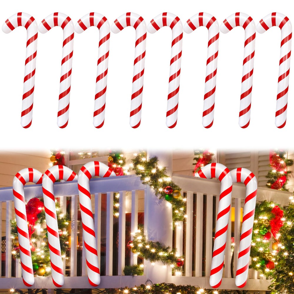 8pcs 35-Inch Inflatable Christmas Candy Canes for Holiday Decor