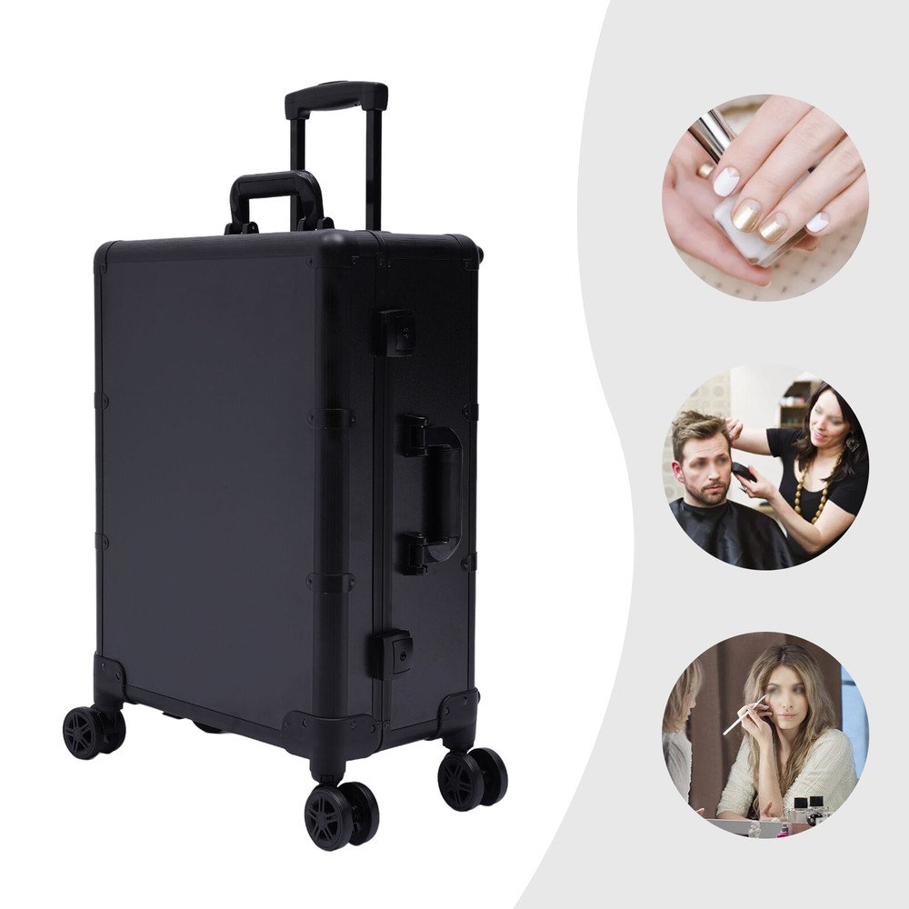 Rolling Makeup Train Case Cosmetic Trolley Travel Organizer w/LED Light & Mirror