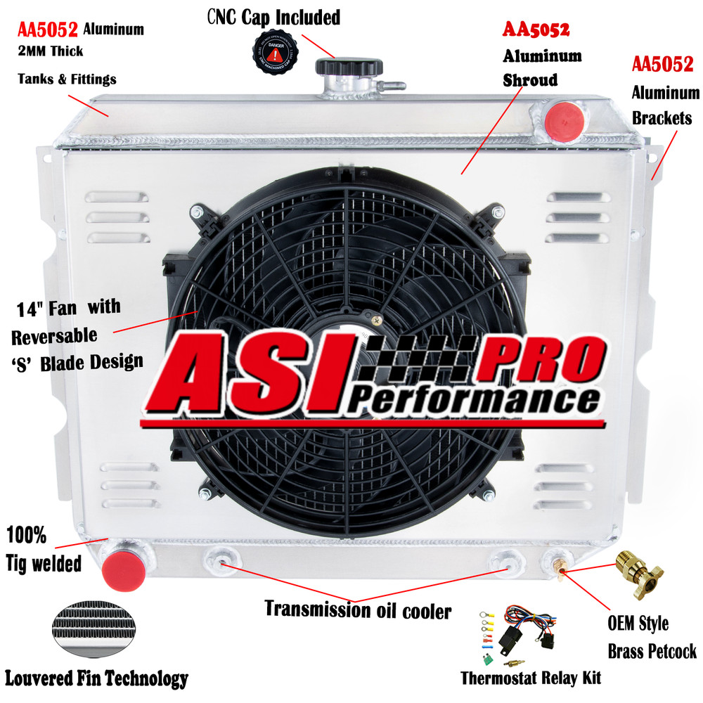 4 Row Radiator Shroud Fan Relay Fits 1968-74 Dodge Coronet Charger Plymouth 5.2L