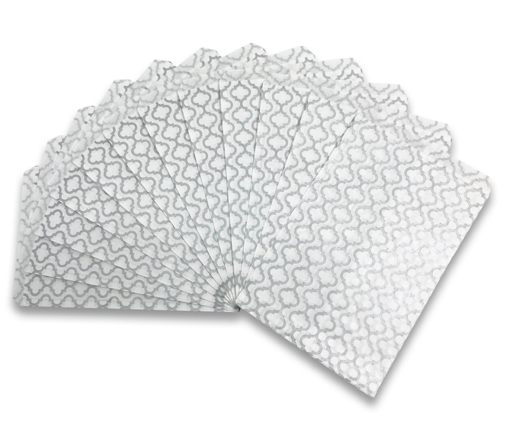 Trellis Print Flat Paper Gift Bags great for Merchandise, Party Favors,...