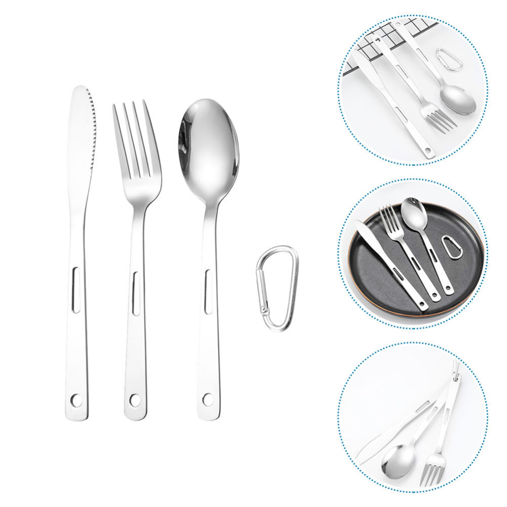 Round Head Serving Spoons Picnic Utensils Portable Silverware Travel