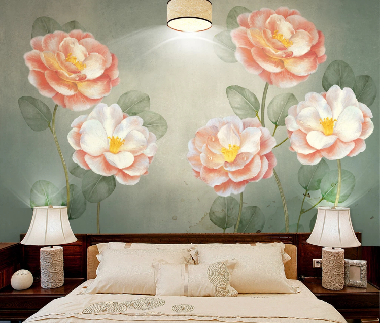3D Pink Flower ZHUA40856 Wallpaper Wall Murals Removable Self-adhesive Ann