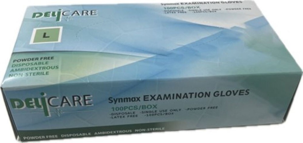 Vinyl Synmax Exam Gloves Latex Powder Free Large multiple uses 100 pc DAELICARE
