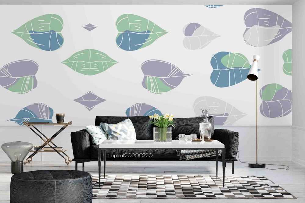 3D Leaves Watercolor Pattern Wall Murals Wallpaper Murals Wall Sticker