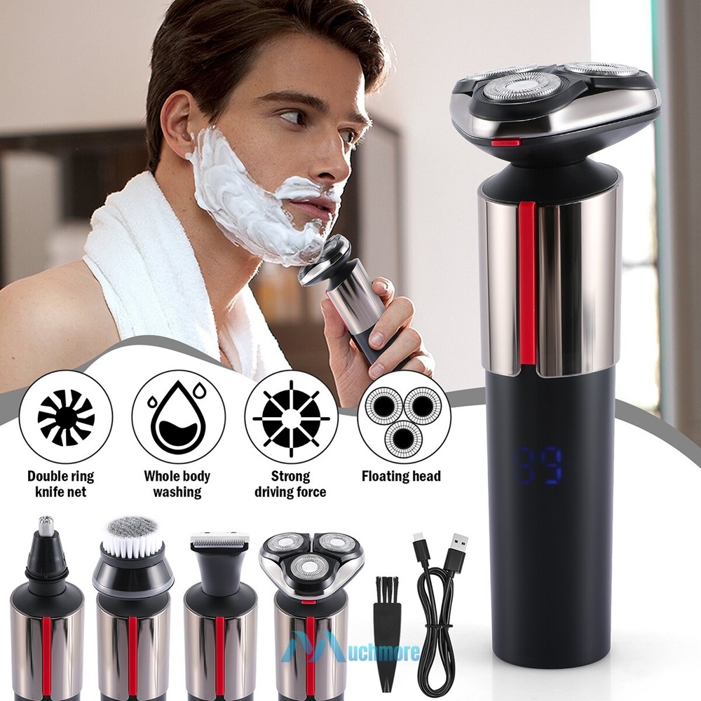 4-IN-1 Men Rechargeable Electric Shaver Hair Trimmer Rotary Razor Beard Shaving
