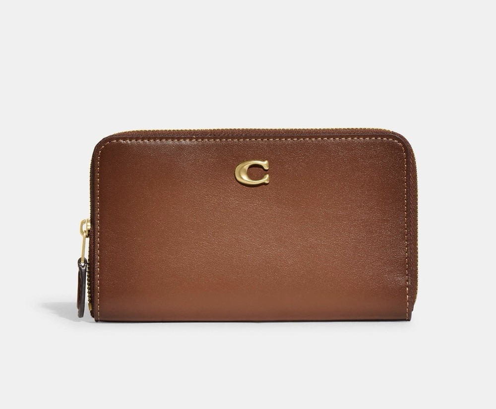 NWT Coach CH806 Medium Zip Leather Wallet Brass 1941 Saddle