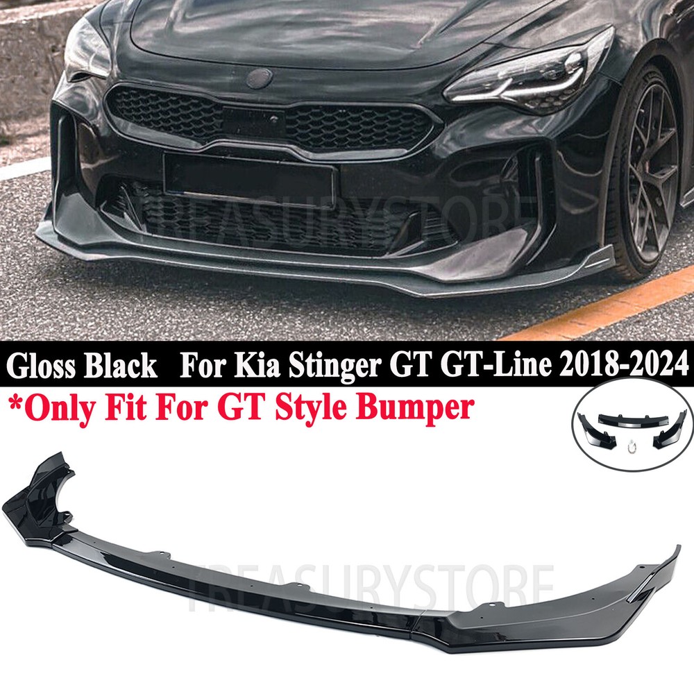 Kia Stinger GT-Line 2018-2024 Gloss Black Front Bumper Lip Splitter Kit