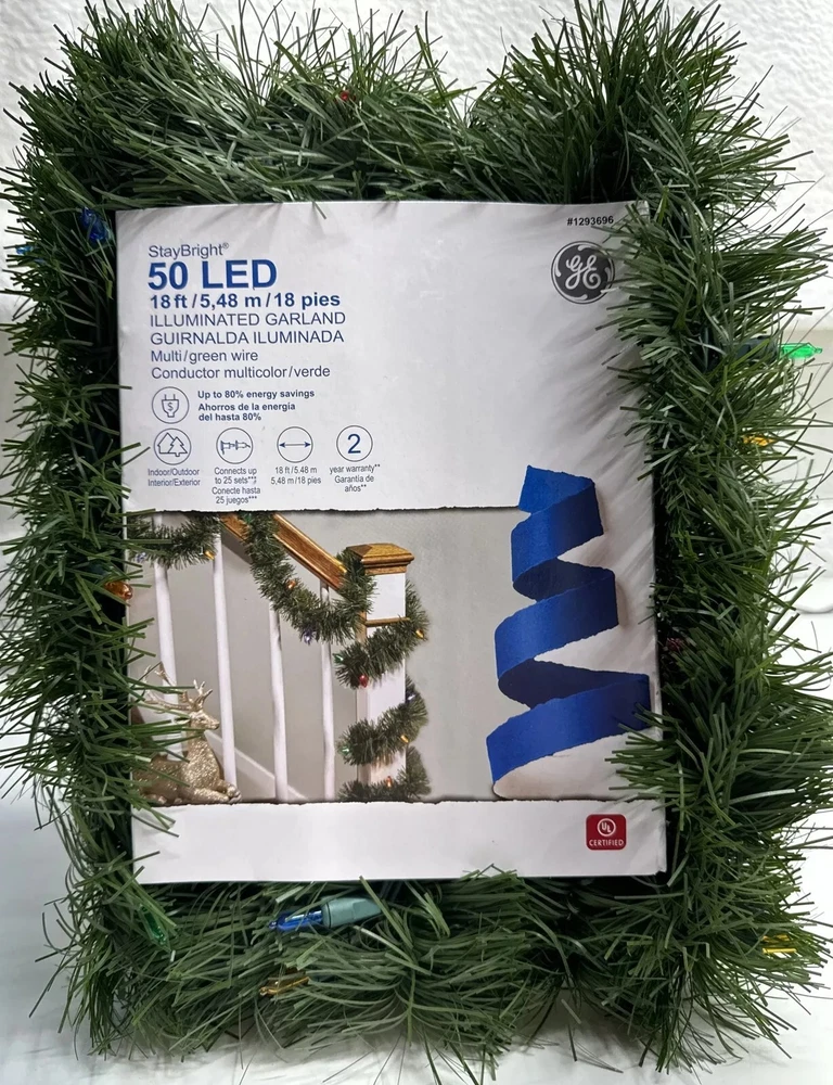 GE 50 StayBright LED 18 ft Illuminated Garland Multicolor Lights 1293696
