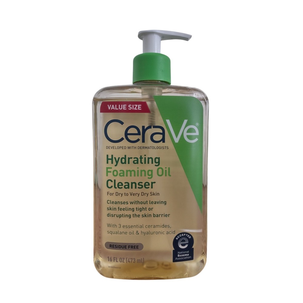 CeraVe Hydrating Foaming Oil Cleanser with Hyaluronic Acid & Ceramides for Dry Skin 16 Oz