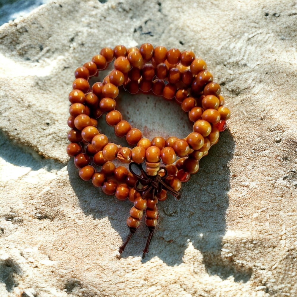 Buddhist Meditation Prayer Bead Mala Bracelet 108 BeadsNatural Sandalwood
