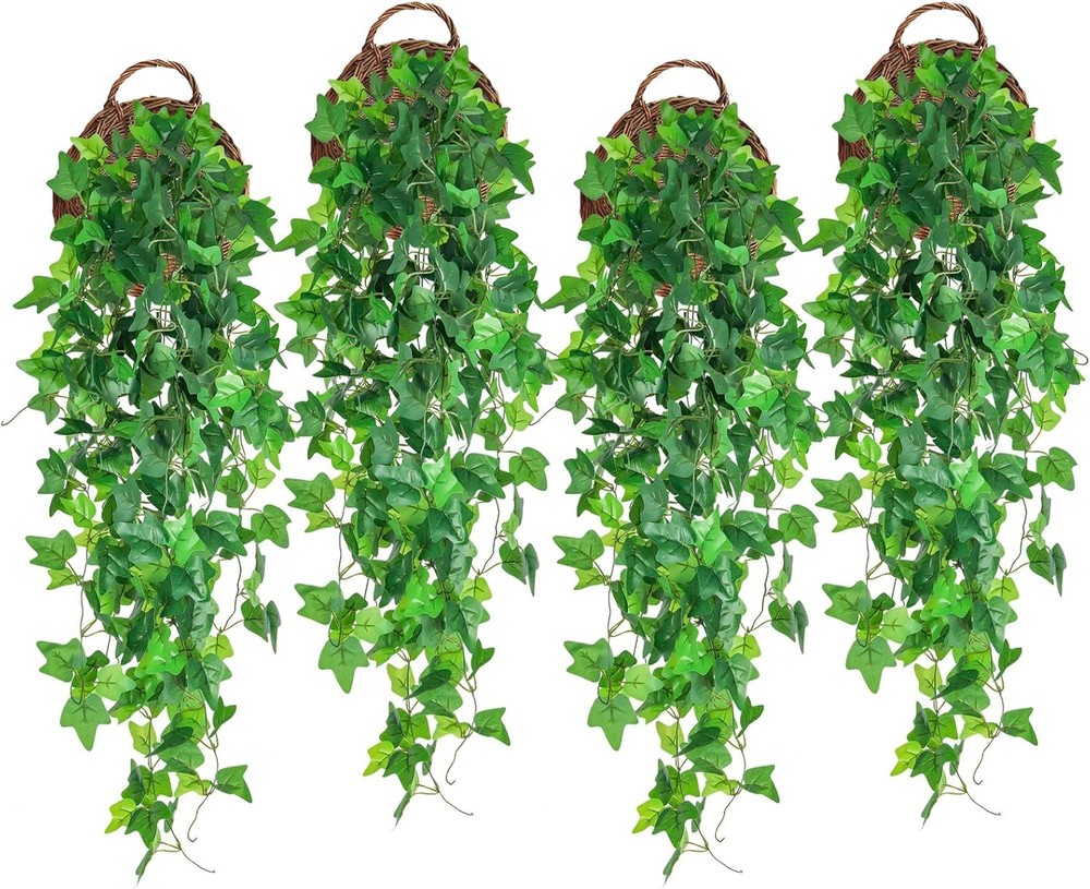 RECUTMS 4pcs Fake Ivy Hanging Plant Silk Leaves for Home Decor
