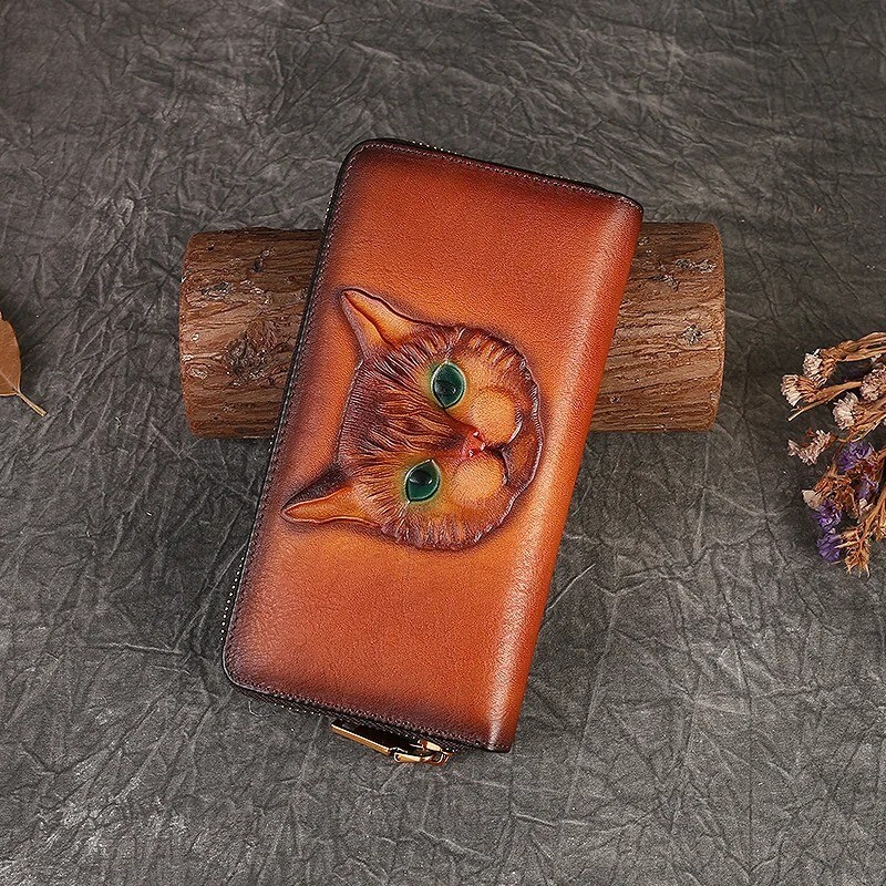 Vintage Genuine Leather Women's Wallet Handmade Card Holder Purse  