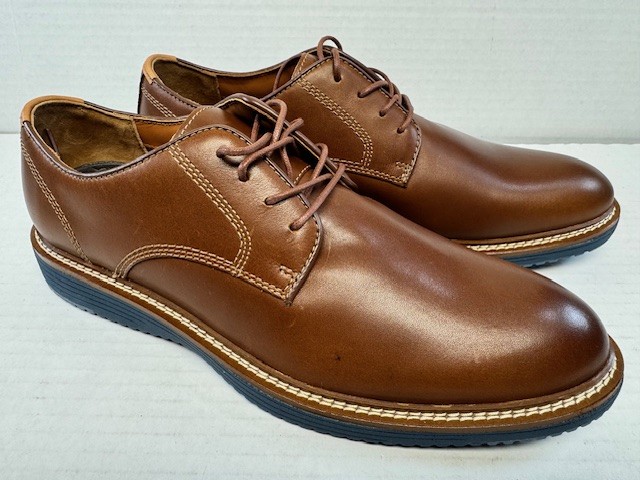 Johnston & Murphy Upton Plain Toe Lace Up Dress Shoe, Tan Full Grain, 11 M