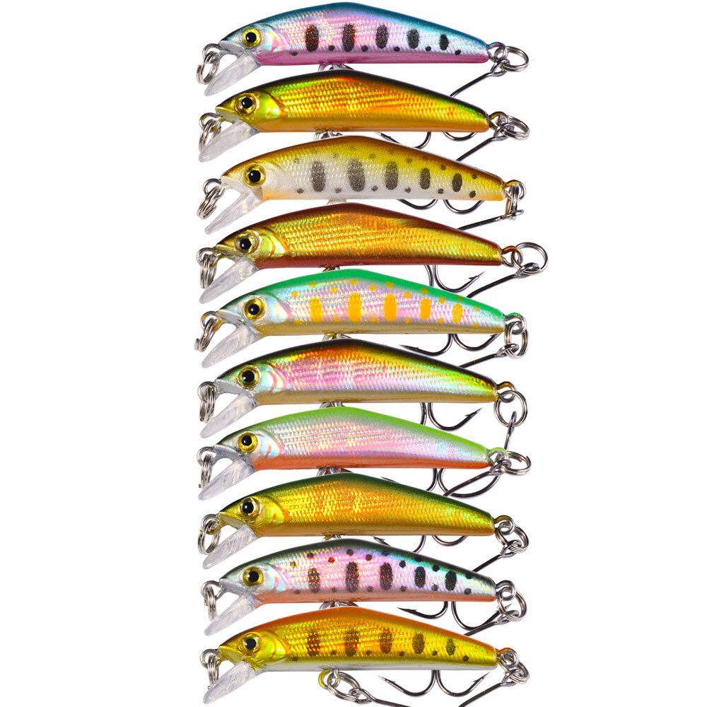 10PCS Trolling Fishing Lure Crankbait 4.3cm/1.6g Minnow Set Bait Hooks Bass Pike