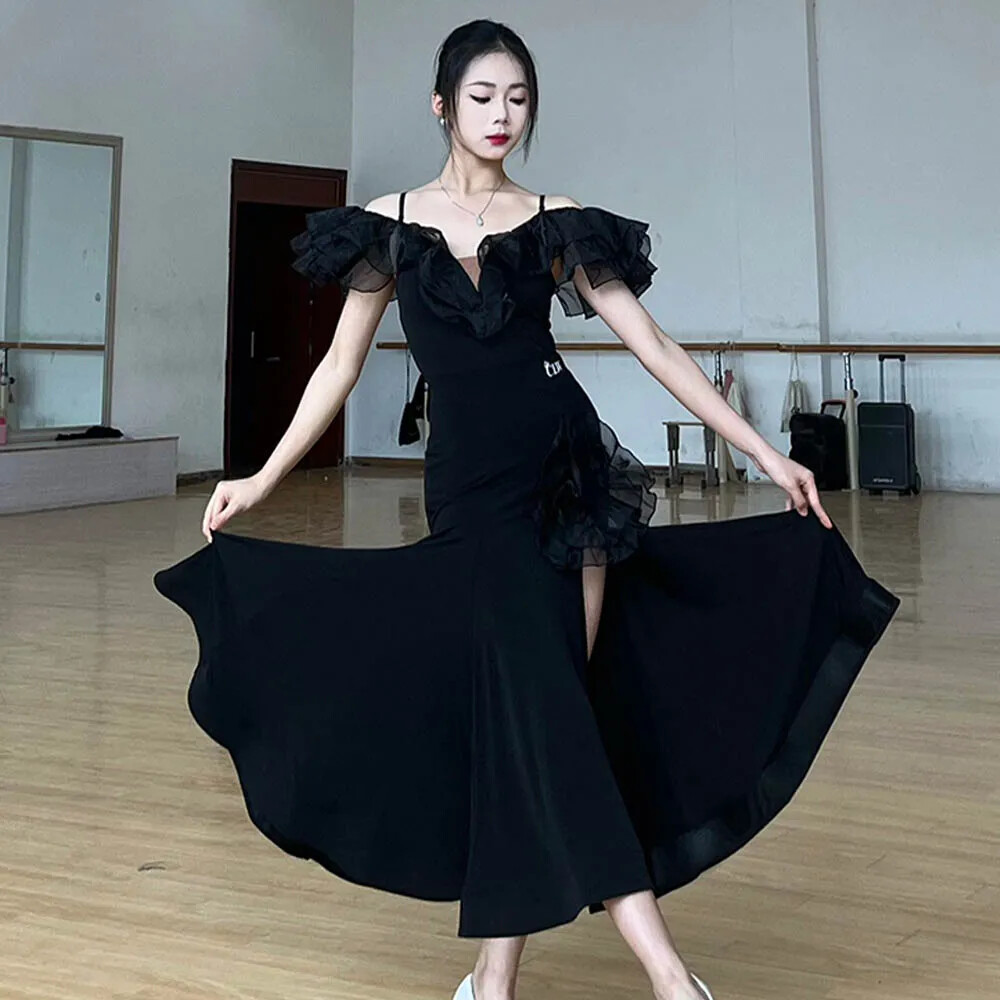 New Ballroom Dance Dress Off Shoulder Top High Skirt Dance Dresses Dance Wear