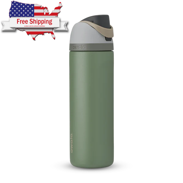 Owala FreeSip Stainless Steel Insulated Water Bottle, 24oz, Green House.
