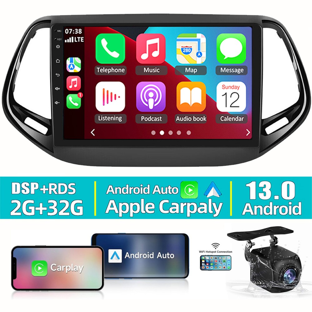 Android 13 CarPlay Stereo GPS Navi for Jeep Compass 2017-2019
